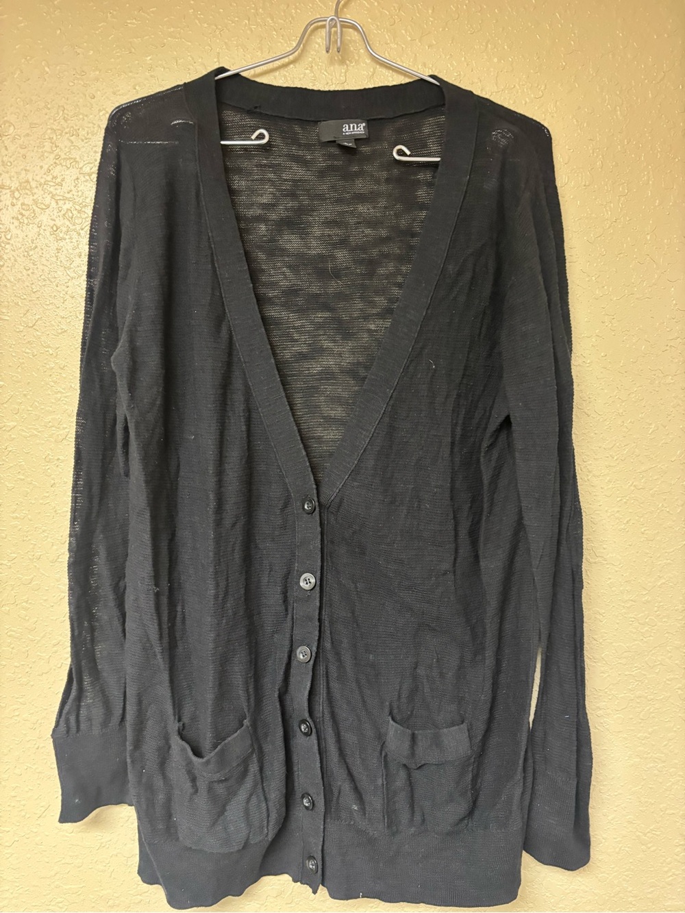 a.n.a Black Sheer Knit Cardigan